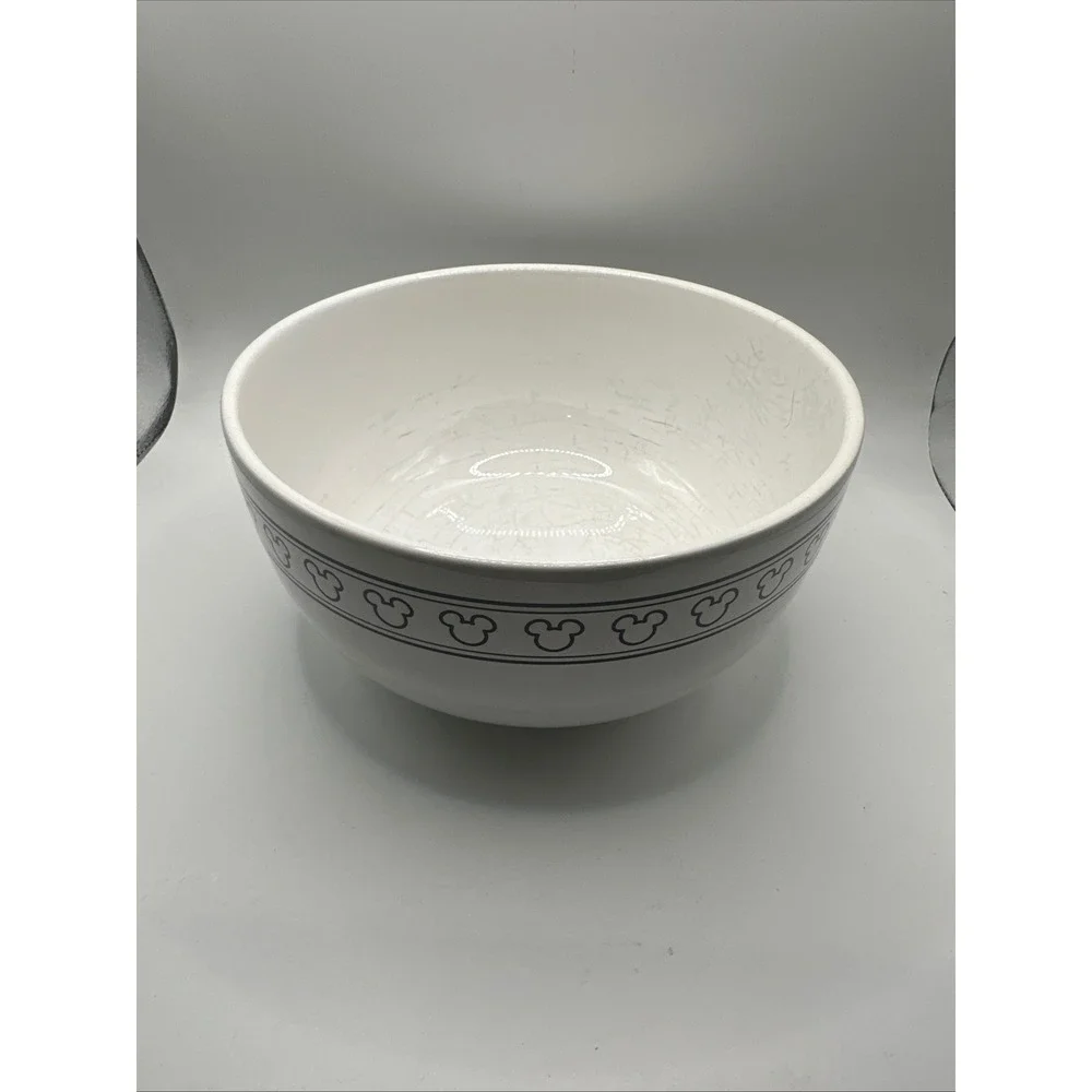 RARE! Disney Store Mickey Mouse Ceramic Mixing Bowl White Black Silhouette Large